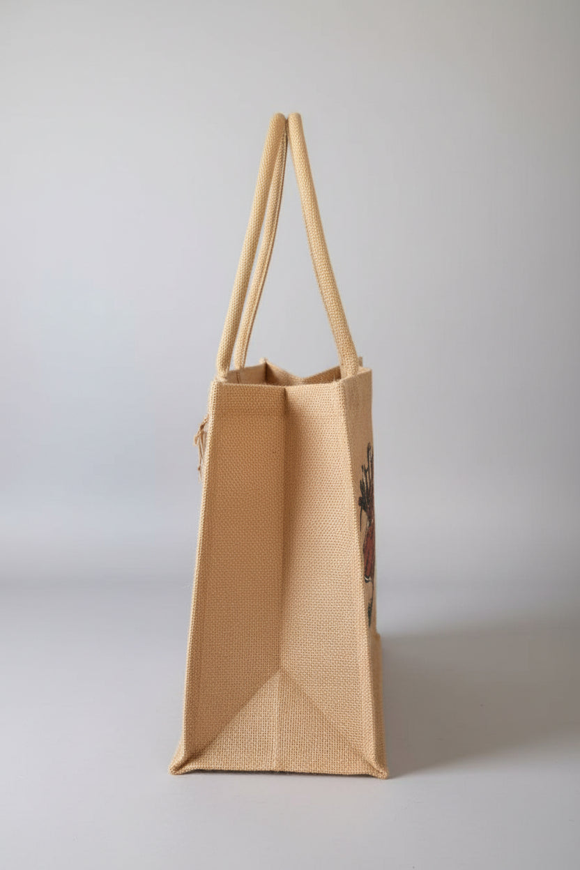 Moose in Frame Jute Bag
